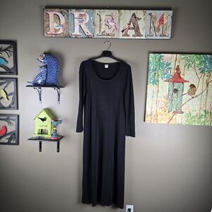 Eileen Fisher Black Long Scoop Neck Dress Medium